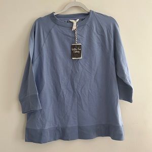 Matilda Jane In The Moment French Terry Sweatshirt Blue‎ M Cottage Eyelet NWT